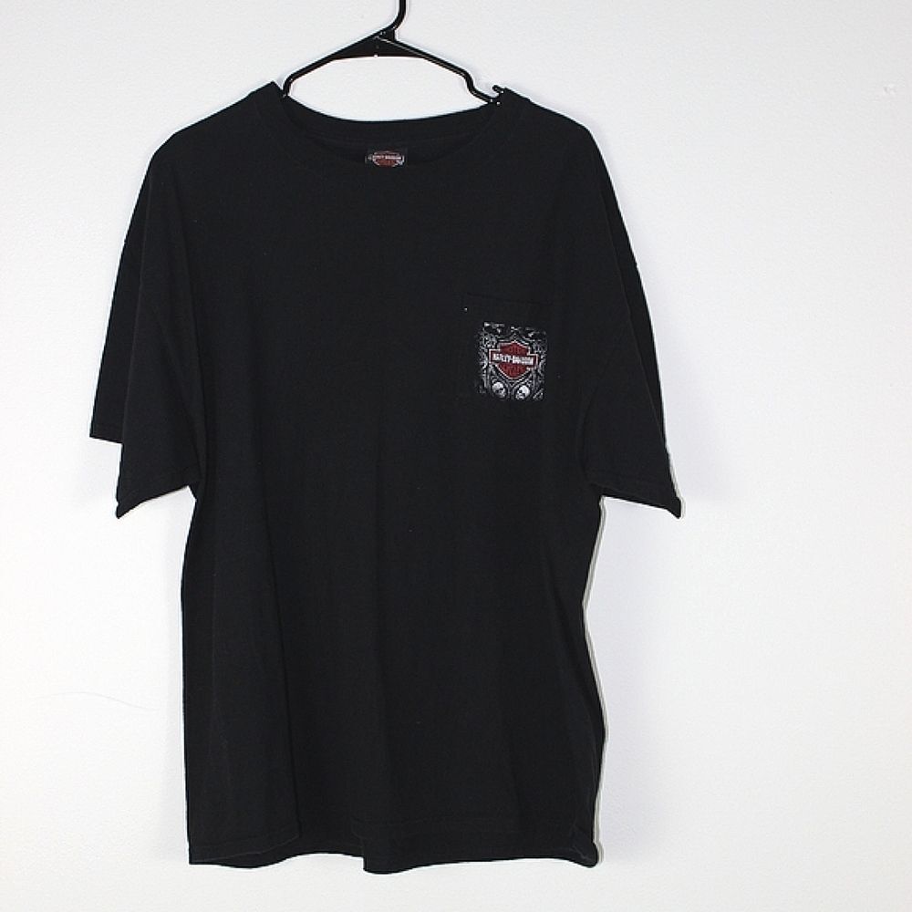 Harley-Davidson Black Short Sleeve Xl Men's T Shirt with Pocket Graphic - Picture 2 of 4